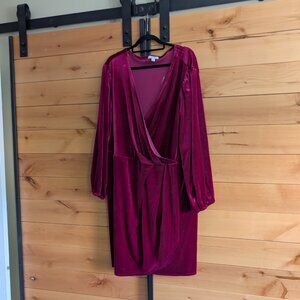 Nine West Red Velvet Faux Wrap Dress 4X